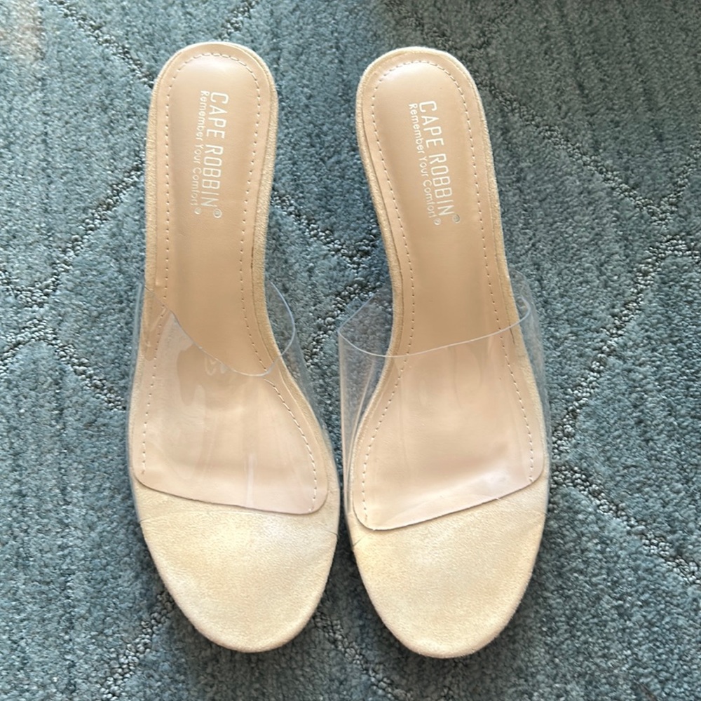 New Cape Robbin Transparent and Beige Heels 8.5